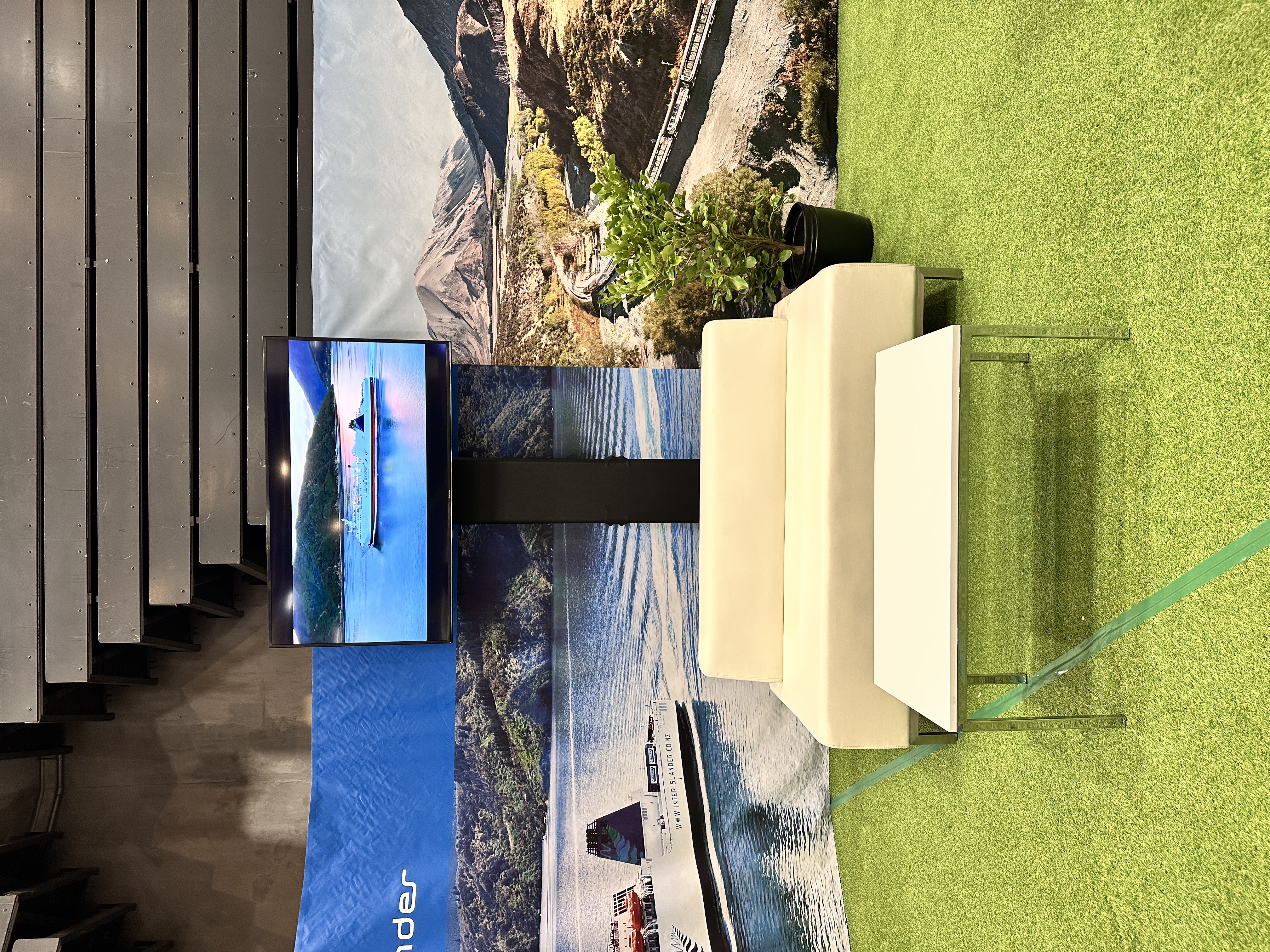Photo of 55" TV with stand in action